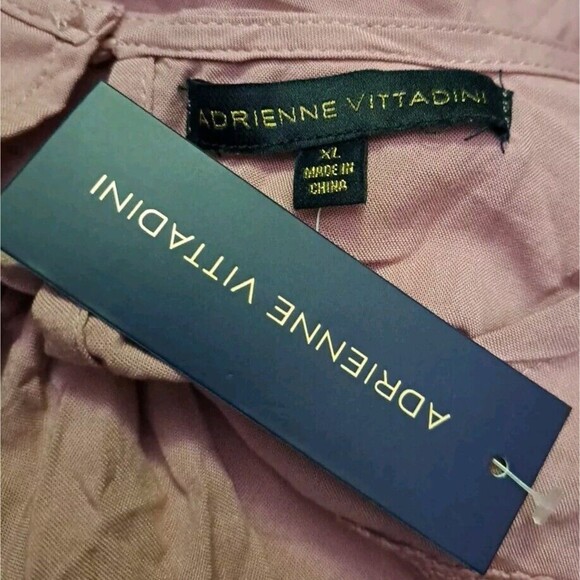 Adrienne Vittadini Boho Peasant Top Women’s XL Pink Blouse Shirt 3/4 Sleeves NWT - Picture 4 of 8